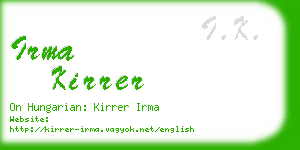 irma kirrer business card